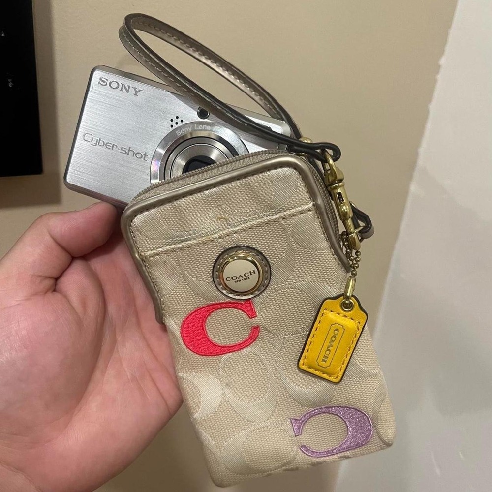 Y2K 2000s Multicolor Embroidered Signature C Monogram Coach Poppy Camera Case